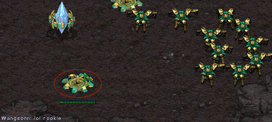 Goons are drawn away from Photon Cannons.